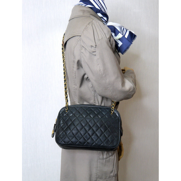 OLD CHANEL マトラッセWチェーンショルダー(黒)