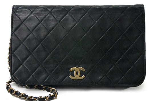 CHANEL 80s!逆ココ!マトラッセチェーンポシェット(黒)