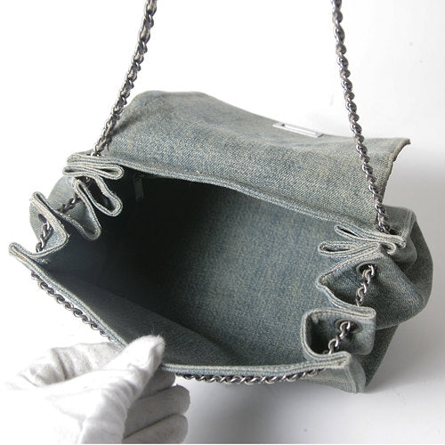 CHANELデニム アコーディオンWチェーンショルダー