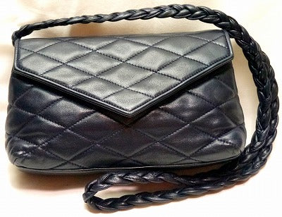 CHANELマトラッセ 三つ編みショルダー下部にココマーク(濃紺)<SS-075N>