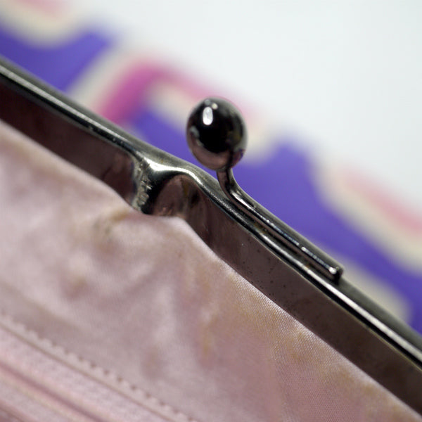 CHANEL レトロ柄コットン がま口トート(パープル×ピンク)