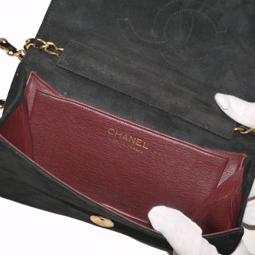 OLD CHANEL <訳あり>定番スエードチェーンショルダー(黒)