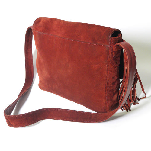 OLD CHANEL フリンジ付スエードショルダー(海老茶)