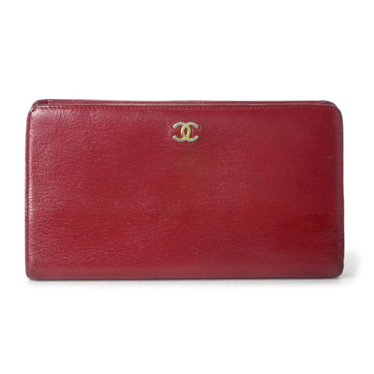OLD CHANEL ココマーク ソフトキャビアスキン長財布(赤)