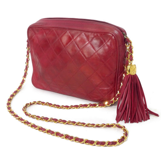 OLD CHANEL フリンジマトラッセ チェーンバッグ(赤)