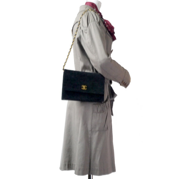 OLD CHANEL スエードマドモアゼルステッチチェーンバッグ(黒)