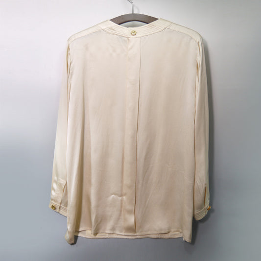 OLD CHANEL ゴールドボタン プリーツブラウス(白)