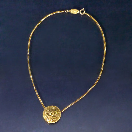 OLD CHANEL ラウンド ココマークネックレス(ゴールド)