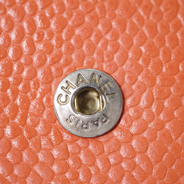 CHANEL 2つ折れWホック財布キャビアスキン(サーモンピンク)