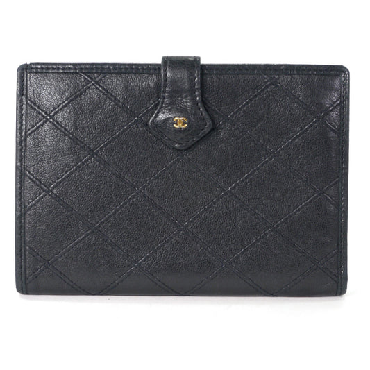 OLD CHANEL ミニココマーク マトラッセ折り財布(黒)