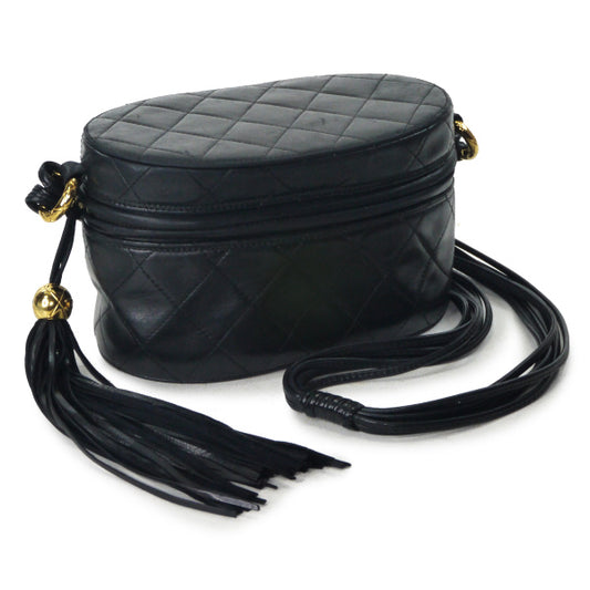 OLD CHANEL 80s!フリンジ付 ンショルダー(黒)