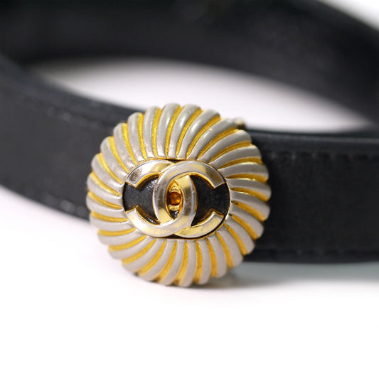 OLD CHANEL ココマーク レザー細ベルト(黒)