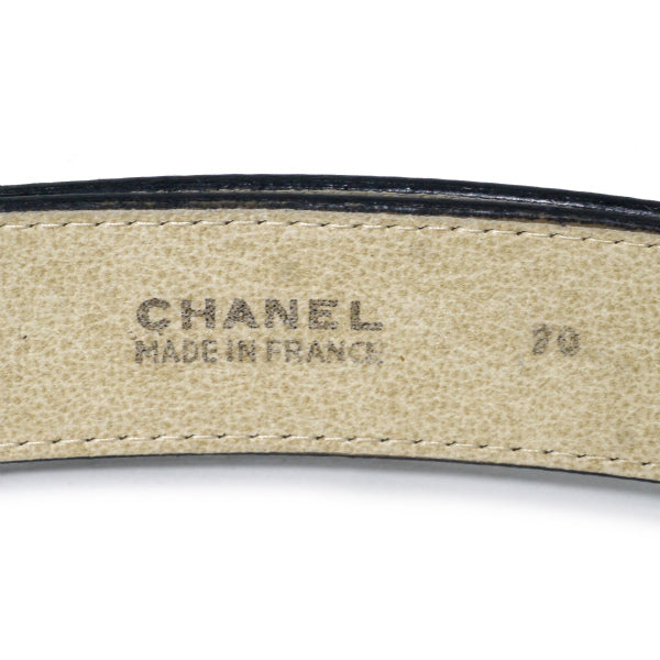 OLD CHANEL ココマークロゴバックル レザーベルト(濃紺)