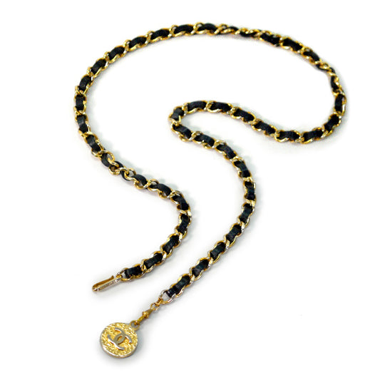 OLD CHANEL ココマーク チェーンベルトネックレス(黒)