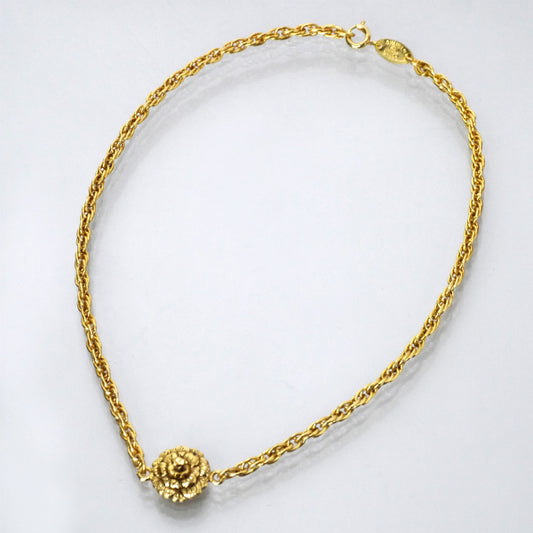 OLD CHANEL カメリアネックレス(ゴールド)
