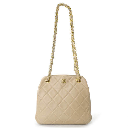 OLD CHANEL マトラッセ がま口Wチェーンミニバッグ(ベージュ)