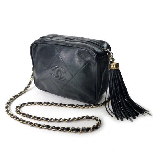 CHANEL80s!ダイヤココマークフリンジバッグ(黒)