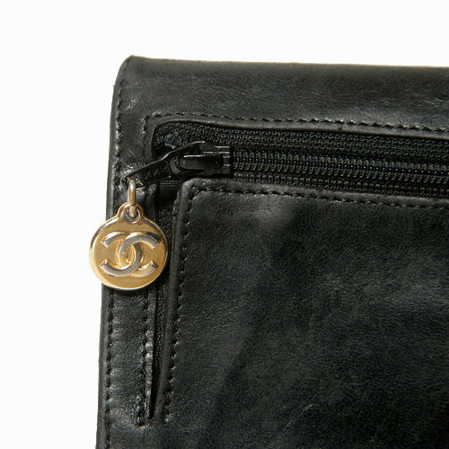 CHANEL ラム皮財布(黒)