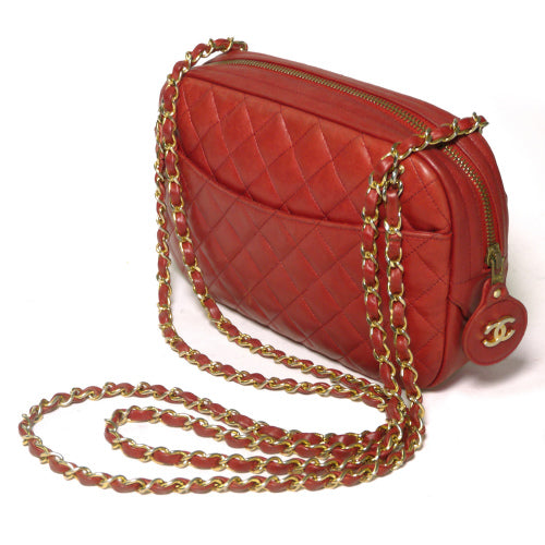 OLD CHANEL マトラッセ Wチェーンショルダー(赤)