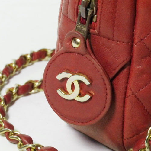 OLD CHANEL マトラッセ Wチェーンショルダー(赤)