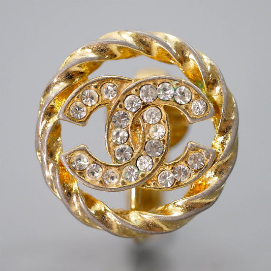 OLD CHANEL ラインストーン ココマークイヤリング
