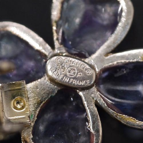 OLD CHANEL 幸せの四葉のクローバーイヤリング(パープル)