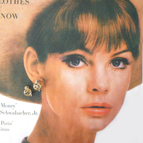 OLD CHANEL ラウンドカットアウトココマークイヤリング(ゴールド)