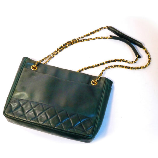 OLD CHANEL マトラッセトートバッグ(深緑)