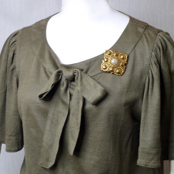 OLD CHANEL パール×ゴールド ダイヤ形ビッグブローチ