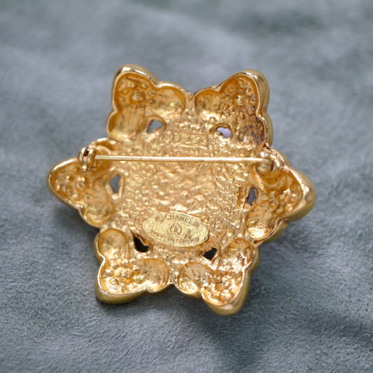OLD CHANEL パール×ゴールド 六芒星ブローチ