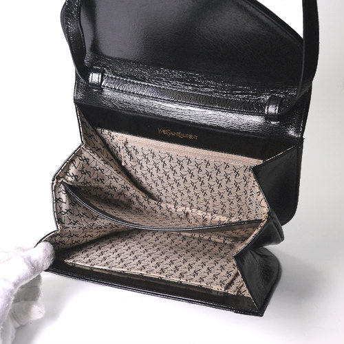 YVES SAINT LAURENT リザード半円ショルダー(黒)