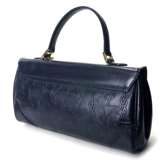 YVES SAINT LAURENT ロゴ押しハンドバッグ(ネイビー)