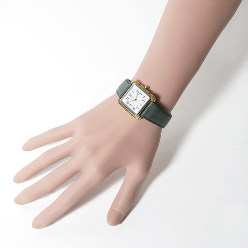 YVES SAINT LAURENT 日入りウオッチ(緑革バンド)