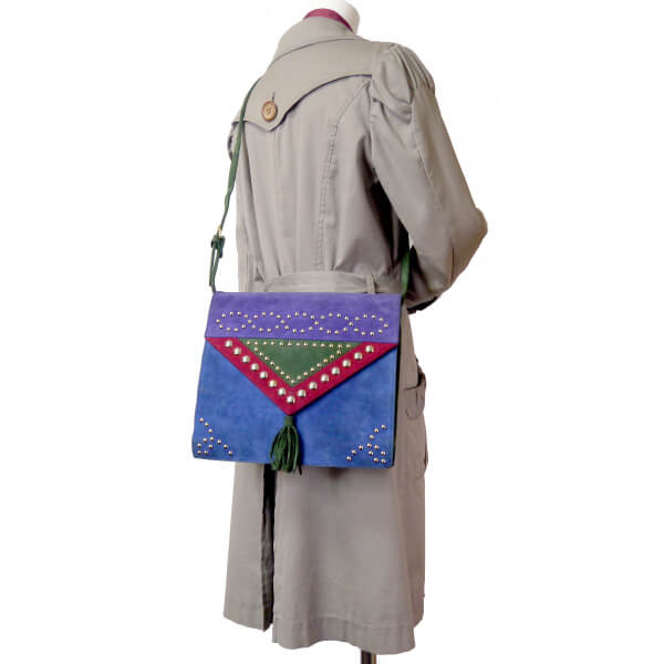 YVES SAINT LAURENT スエードスタッズショルダーバッグ(マルチカラー )