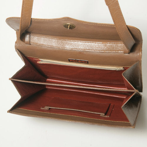 YVES SAINT LAURENT パイソンショルダー(茶)