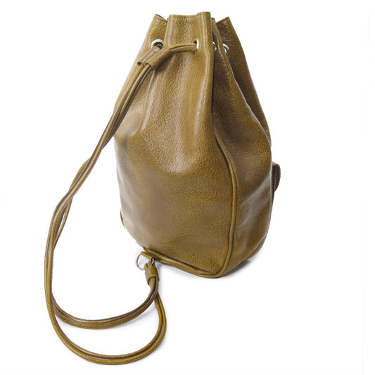 YVES SAINT LAURENT バッファローリング巾着レザーリュック(茶)