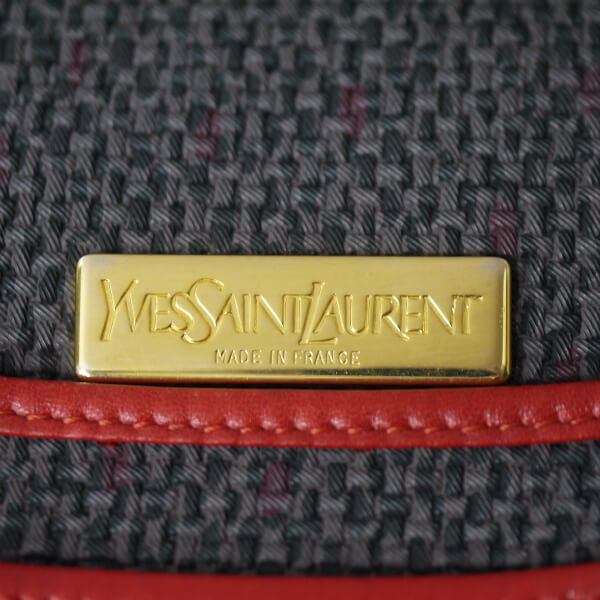 YVES SAINT LAURENT バイカラー半円2WAYショルダー(赤&グレー系)