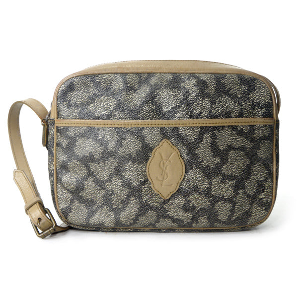 YVES SAINT LAURENT ジラフ柄YSLロゴショルダー（ブラウン系