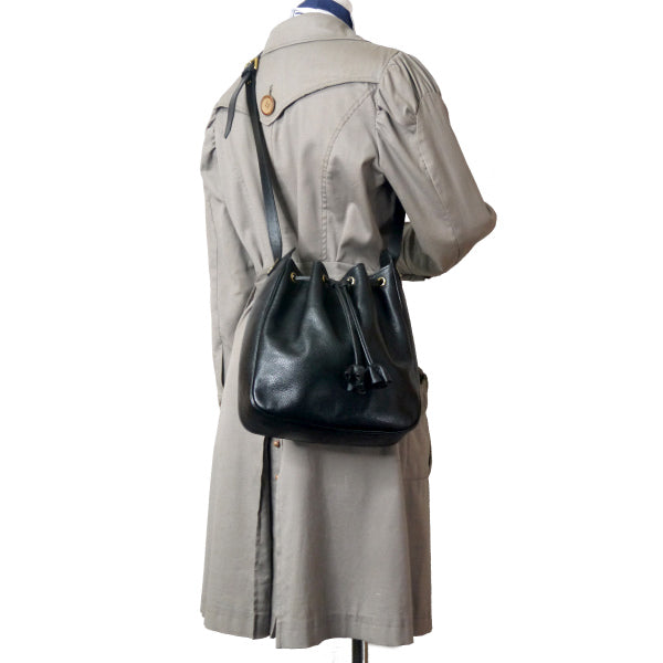 YVES SAINT LAURENT 巾着ショルダー(黒)