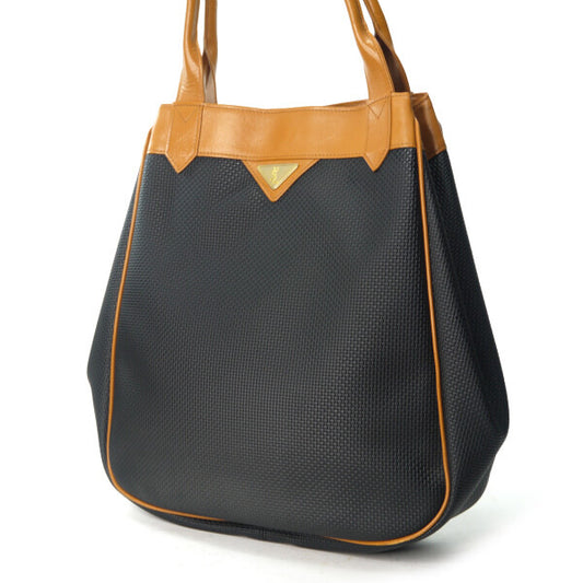 YVES SAINT LAURENT バイカラーYSLロゴトートバッグ(キャメル/グレー系)