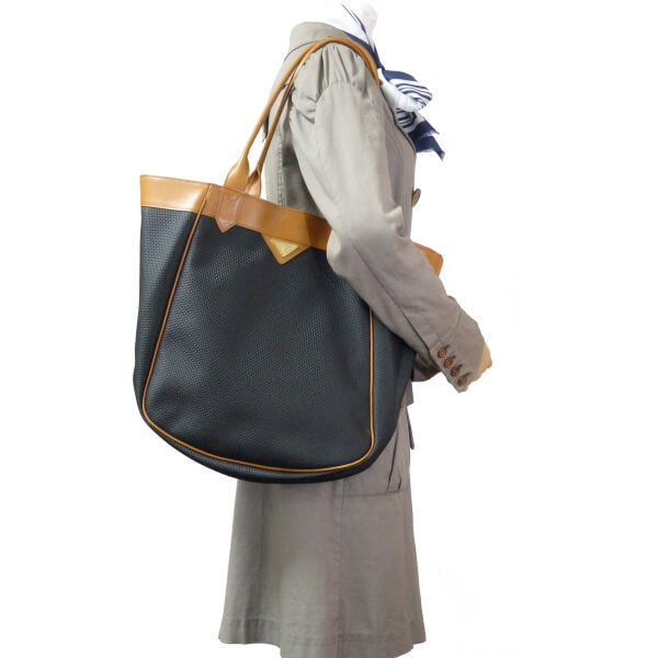 YVES SAINT LAURENT バイカラーYSLロゴトートバッグ(キャメル/グレー系)