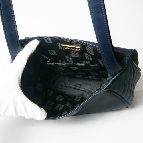 YVES SAINT LAURENT 濃紺サテン丸ショルダー