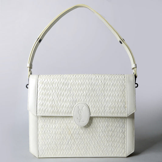 YVES SAINT LAURENT デットストック!!編み込みレザー2WAYバッグ(白)