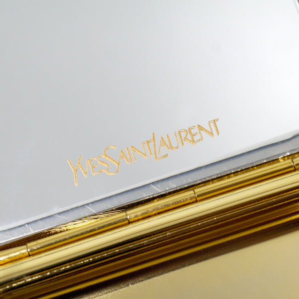 YVES SAINT LAURENT 金属製ピルケース コンパクト(黒・赤)