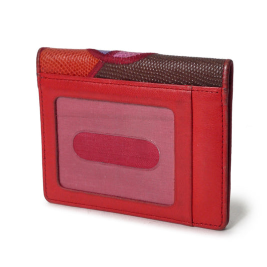 YVESSAINTLAURENT レザー切り替えロゴ カードケース(赤系)