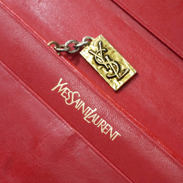 YVESSAINTLAURENT レザー切り替え長財布(赤系)