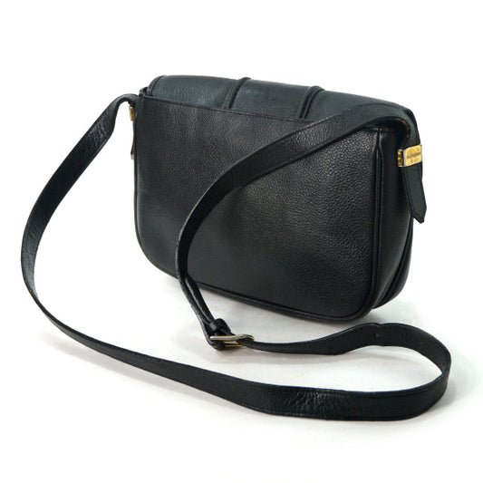 YVES SAINT LAURENT 総革カサンドラ ロゴ刻印ショルダー(黒)