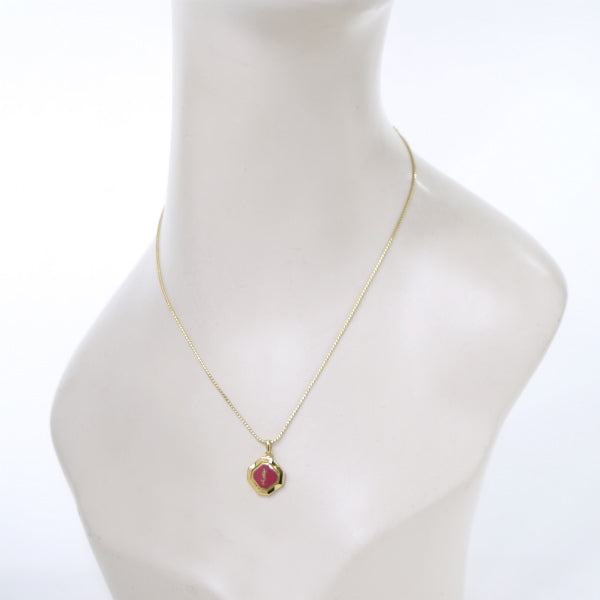 YVES SAINT LAURENT オクタゴンロゴネックレス(ピンク)