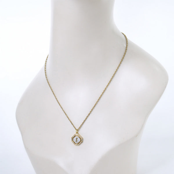 YVES SAINT LAURENT オクタゴンロゴネックレス(ゴールド)