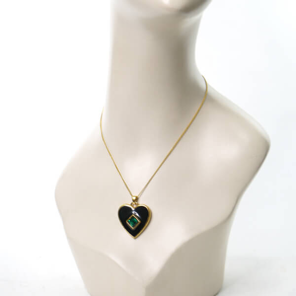 YVES SAINT LAURENT ブラックハート ペンダント(ゴールド)